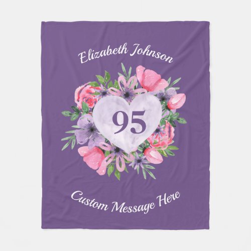 Personalized 95th Birthday Blanket - Pink or Purple