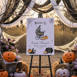 Purple A Baby is Brewing Baby Shower Welcome Sign