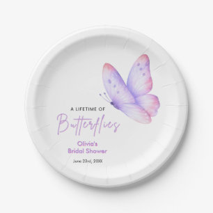 Purple A Lifetime of Butterflies Bridal Shower Paper Plates