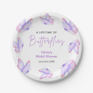 Purple A Lifetime of Butterflies Bridal Shower Paper Plates