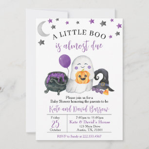 Purple A Little Boo Baby Shower Invitation
