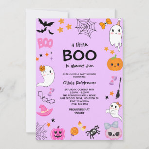 Purple A Little Boo Cute Halloween Baby Shower Invitation