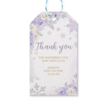 Purple A Little Snowflake Baby Shower Favor Tags