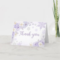 Purple A Little Snowflake Baby Shower  Thank You Card