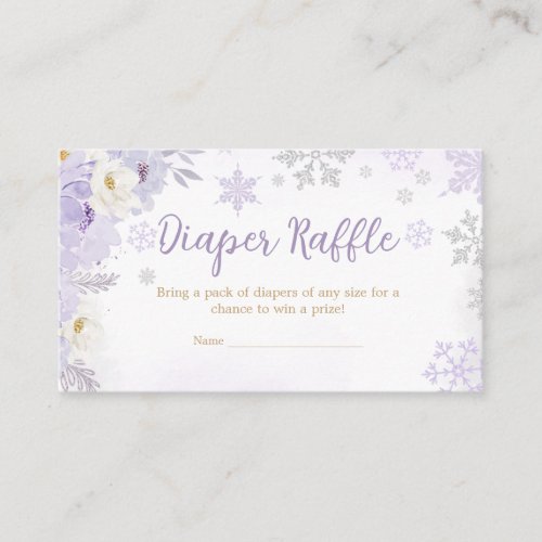Purple A Little Snowflake Diaper Raffle Enclosure Card