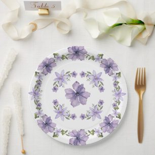 Purple A Little Wildflower Is On The Way Script Pa Paper Plates