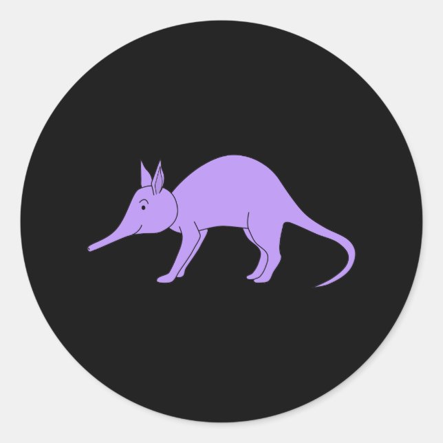 Purple Aardvark Classic Round Sticker (Front)