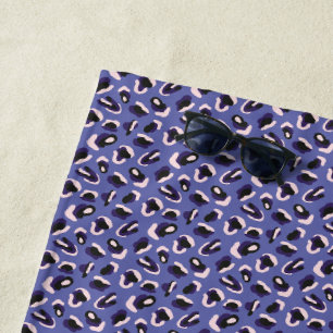 Purple Abstract Animal Print Beach Towel