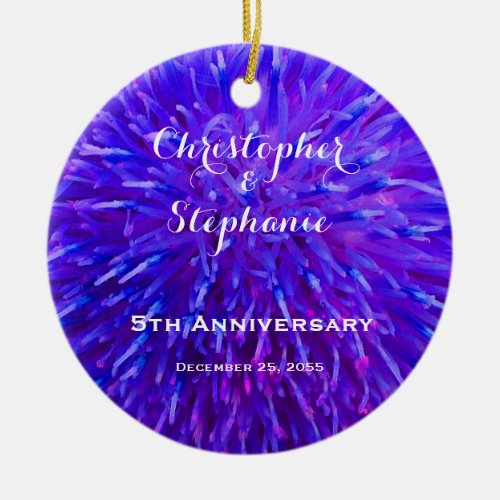 Purple Abstract Anniversary Christmas Ornament