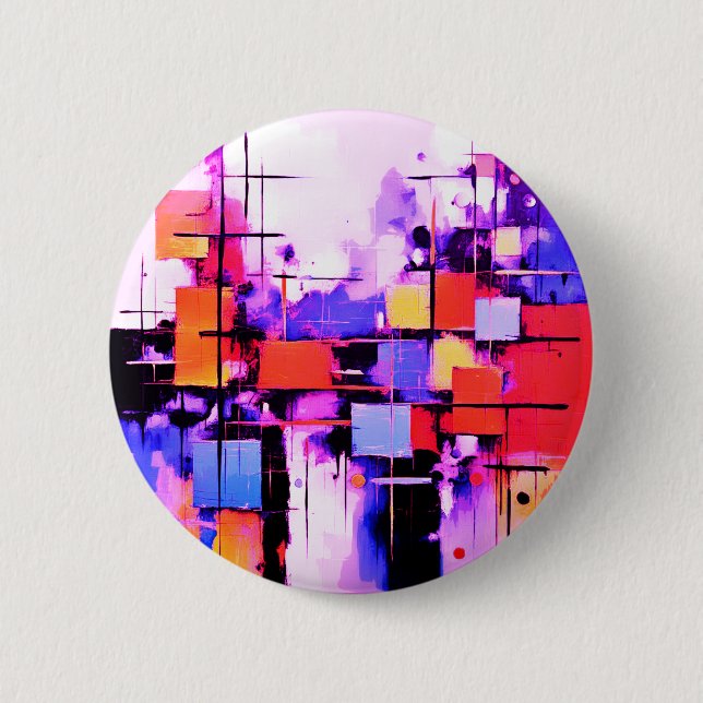 Purple Abstract Art 108 Button (Front)