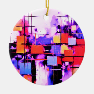 Purple Abstract Art 108 Ceramic Ornament