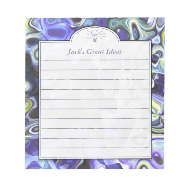 Purple Abstract Art Custom Shopping or Idea List Notepad (Front)