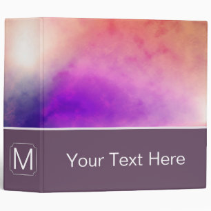 Purple Abstract Background. Custom Monogram 2 3 Ring Binder