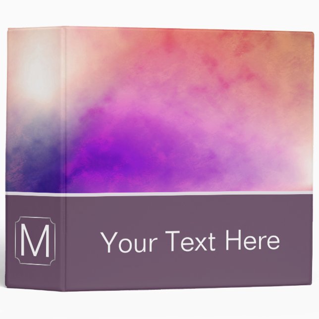 Purple Abstract Background. Custom Monogram 2 3 Ring Binder (Front/Spine)