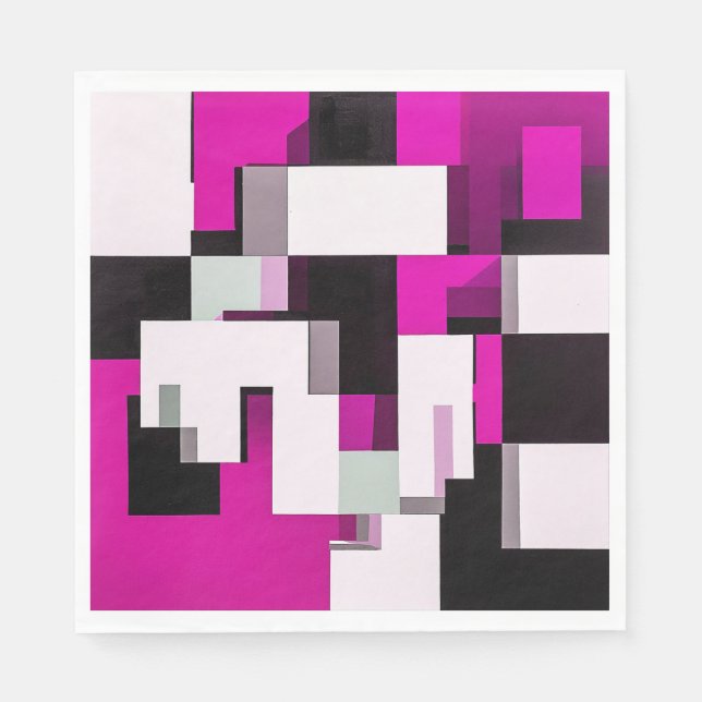 Purple abstract blocks napkins (Front)