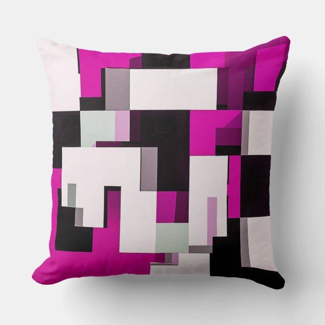 Purple abstract blocks throw pillow (Front)