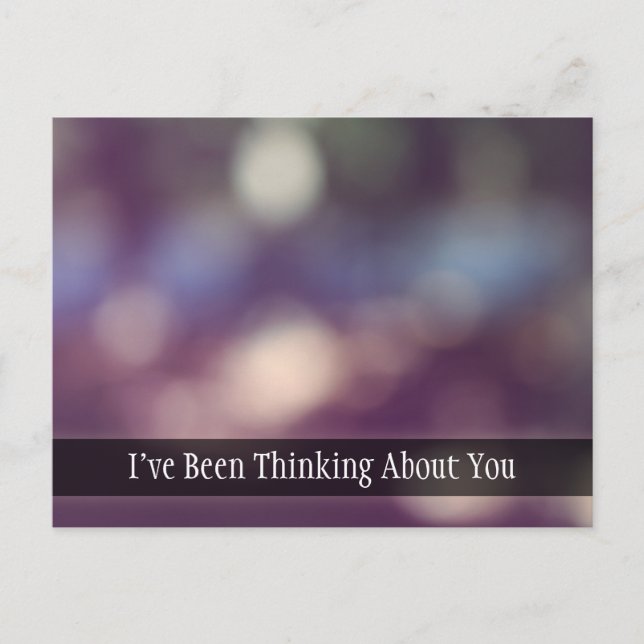 Purple Abstract Bokeh Photo, Thinking of You Postcard (Front)