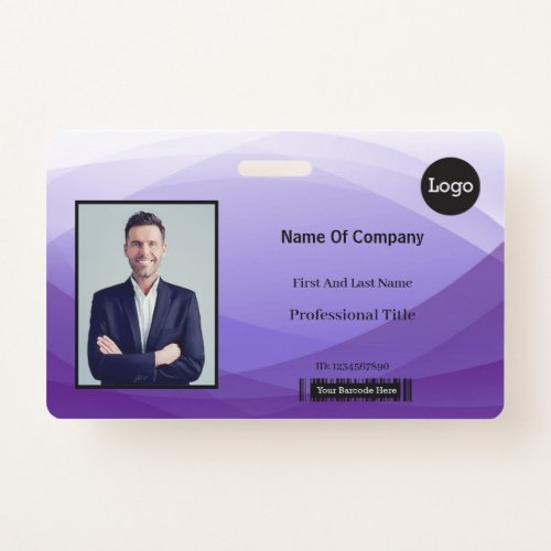 Purple Abstract Business Photo Identification ID Badge