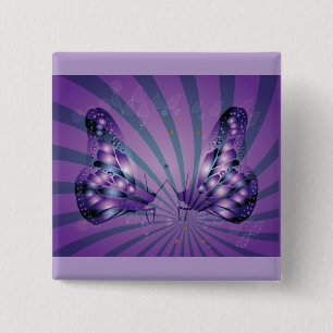Purple Abstract Butterfly with Radiant Wings Button