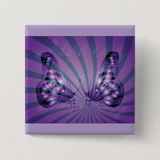 Purple Abstract Butterfly with Radiant Wings Button (Front)
