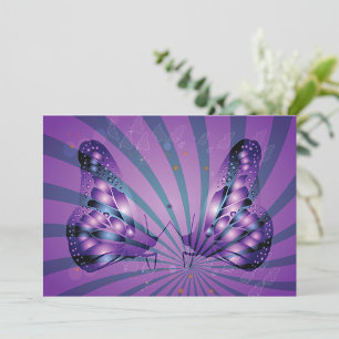 Purple Abstract Butterfly with Radiant Wings Invitation