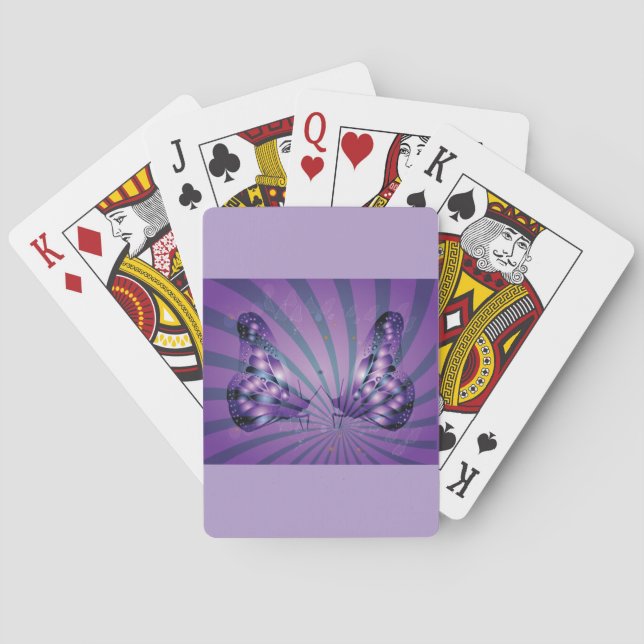 Purple Abstract Butterfly with Radiant Wings Poker Cards (Back)
