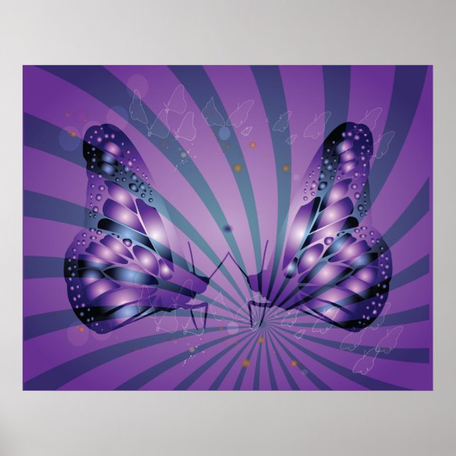 Purple Abstract Butterfly with Radiant Wings Poster (Front)