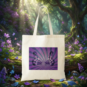 Purple Abstract Butterfly with Radiant Wings Tote Bag