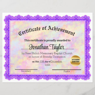 Purple Abstract Certificate of Achievement