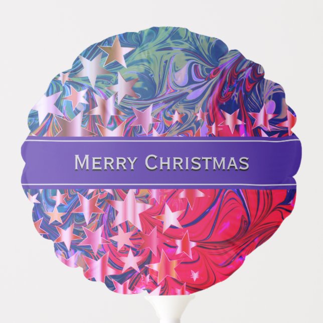 Purple Abstract CHRISTMAS STARS Balloon (Front)