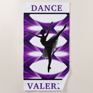 Purple Abstract Dance Beach Towel