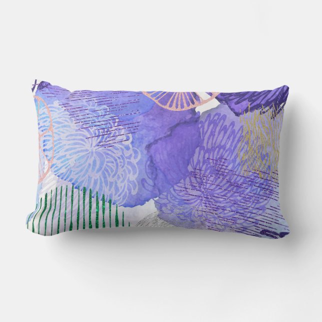 Purple Abstract Design Lumbar Pillow (Front)