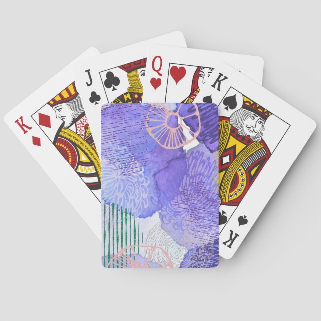 Purple Abstract Design Poker Cards (Back)