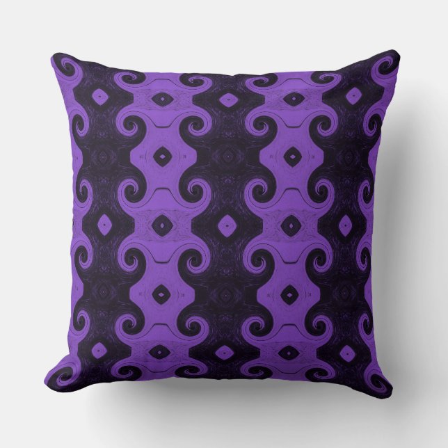 Purple Abstract Diamond Eye Curls Pattern Pillow 2 (Front)