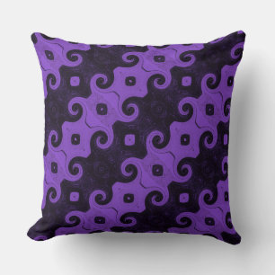 Purple Abstract Diamond Eye Curls Throw Pillow