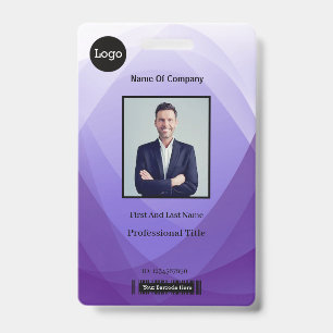Purple Abstract Employee Photo Identification ID Badge