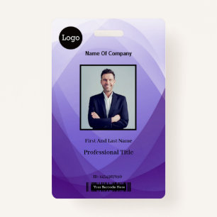Purple Abstract Employee Photo Identification ID Badge
