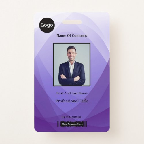 Purple Abstract Employee Photo Identification ID Badge