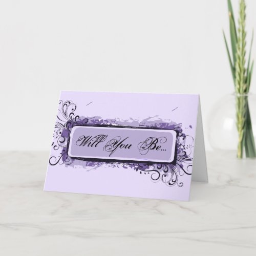 Purple Abstract Floral Be My Bridesmaid Invitation