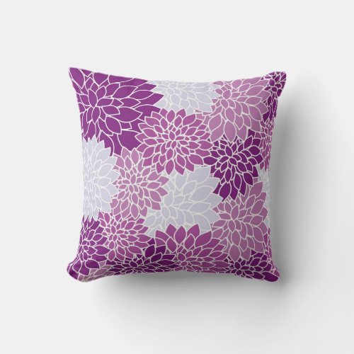 Purple abstract floral pattern Throw Pillow