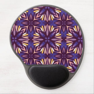 Purple Abstract Floral Pattern Yellow Indigo Boho Gel Mouse Pad