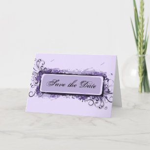 Purple Abstract Floral Save the Date Announcement