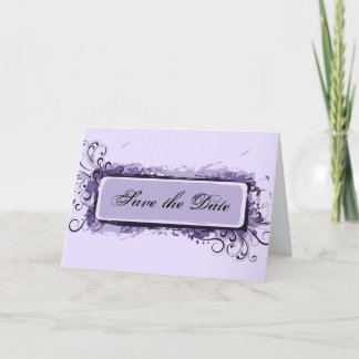 Purple Abstract Floral Save the Date Announcement