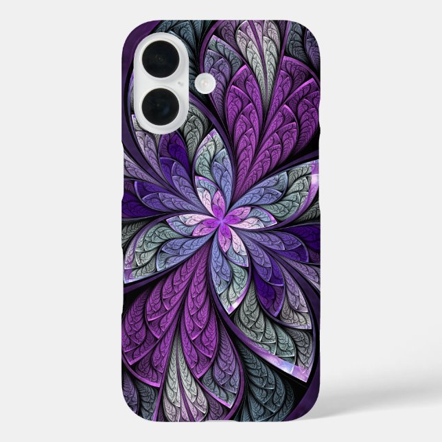 Purple Abstract Floral Stained Glass Case-Mate iPhone Case (Back)