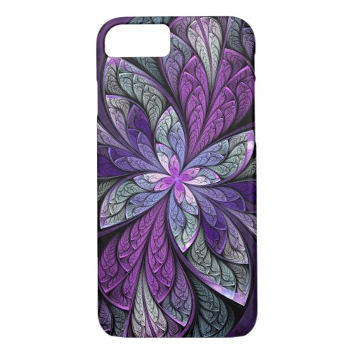 Purple Abstract Floral Stained Glass iPhone 87 Case