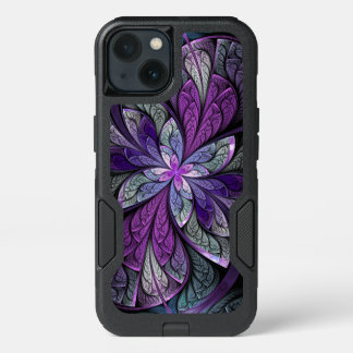 Purple Abstract Floral Stained Glass La Chanteuse iPhone 13 Case
