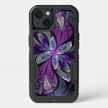 Purple Abstract Floral Stained Glass La Chanteuse Iphone 13 Case by skellorg at Zazzle