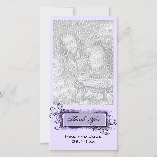 Purple Abstract Floral Thank You Card (Front)