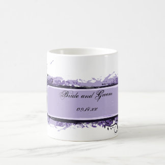 Purple Abstract Floral Wedding Coffee Mug