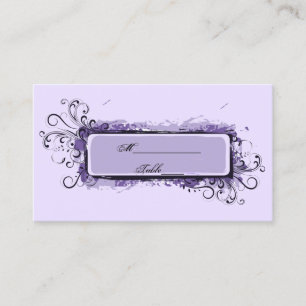 Purple Abstract Floral Wedding Place Card